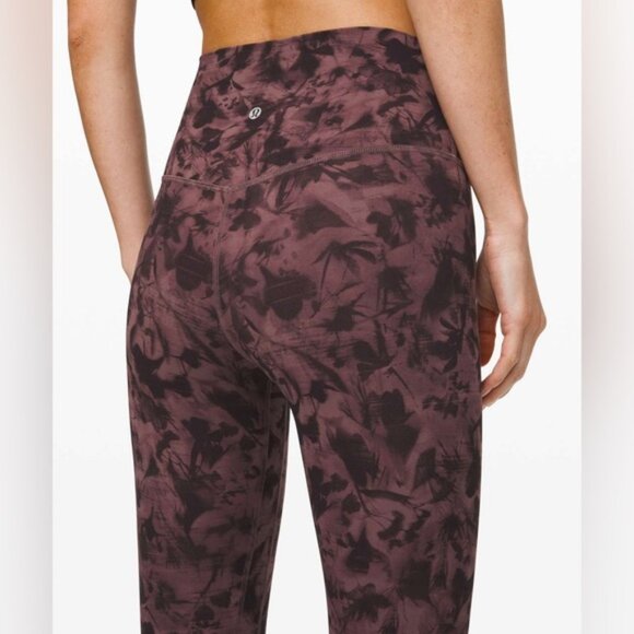 Lululemon Align Pant Mini Dusk Floral Antique Bark Black Size 8 - Picture 1 of 10